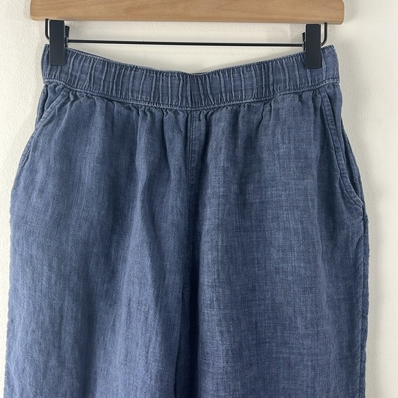 Sigrid Olsen Blue 100% Linen Cropped Rolled Cuffed Pants Womens Size M - Picture 4 of 9